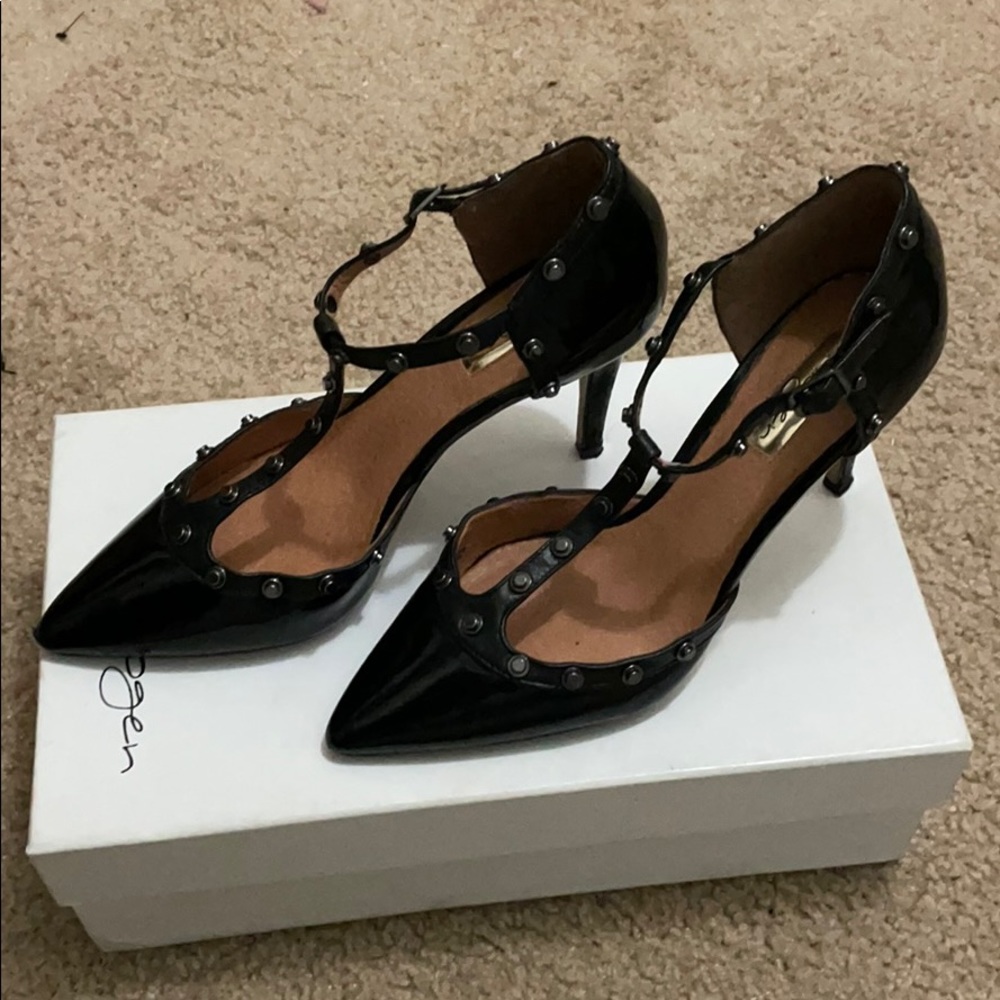 Black studded pumps